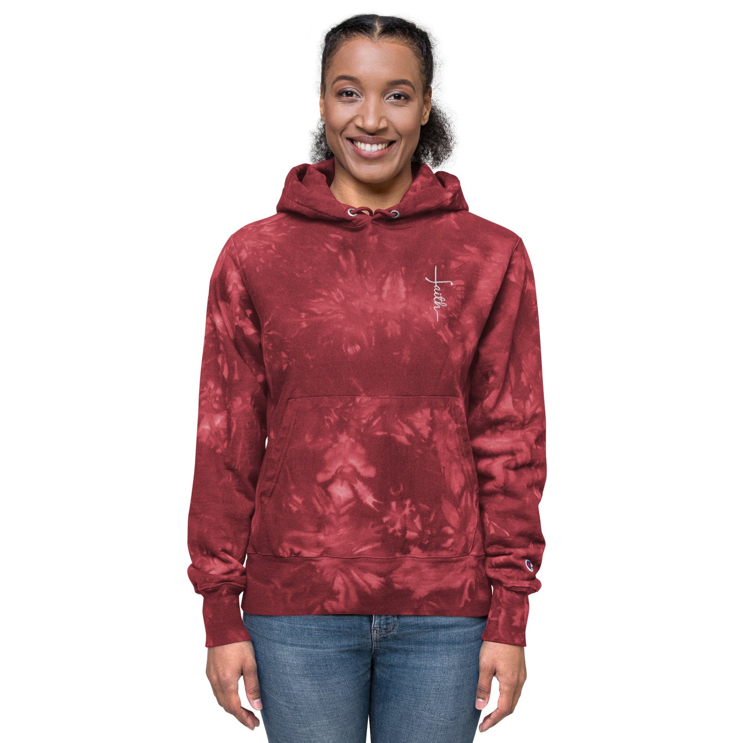 Unisex Tie-Dye Hoodie with Embroidered "Faith" Cross - faithbook