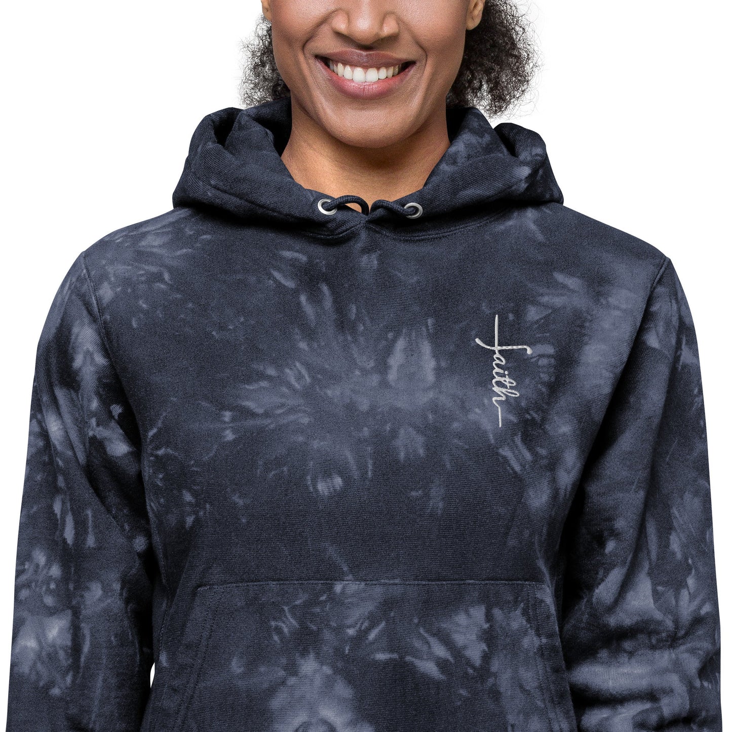 Unisex Tie-Dye Hoodie with Embroidered "Faith" Cross - faithbook