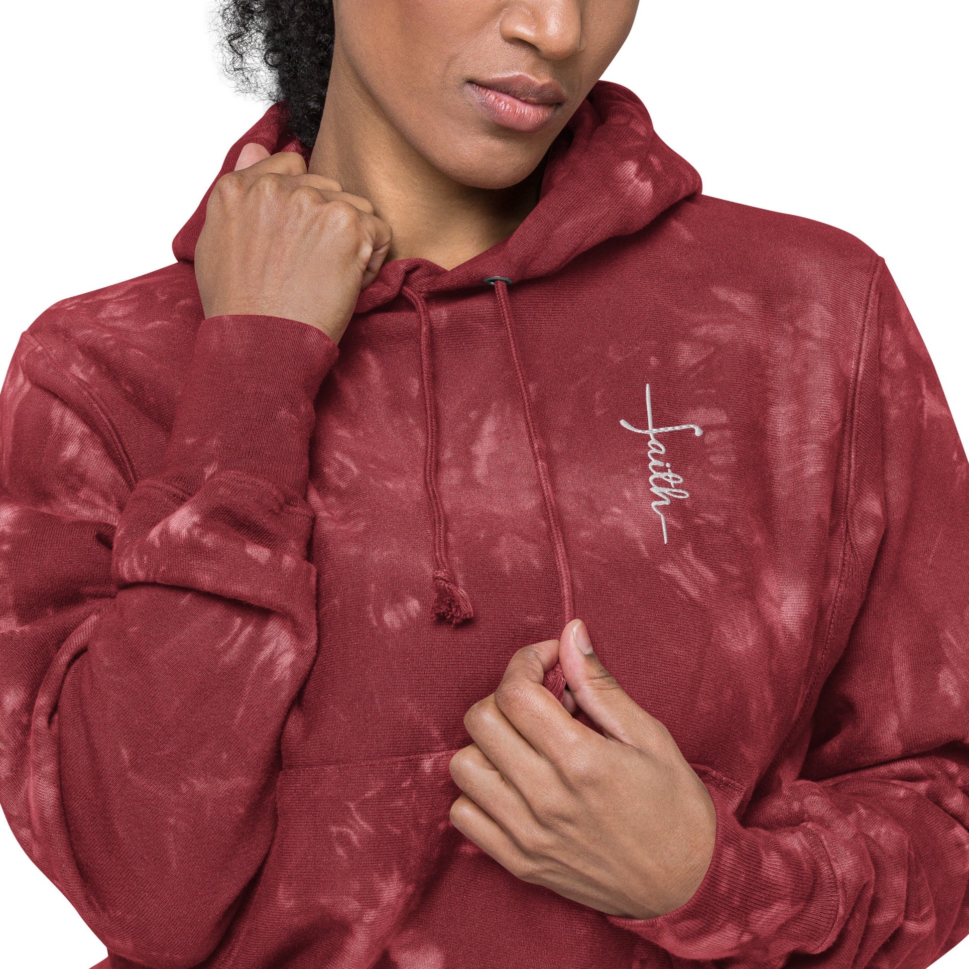 Unisex Tie-Dye Hoodie with Embroidered "Faith" Cross - faithbook